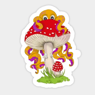 Octopus and toadstool Sticker